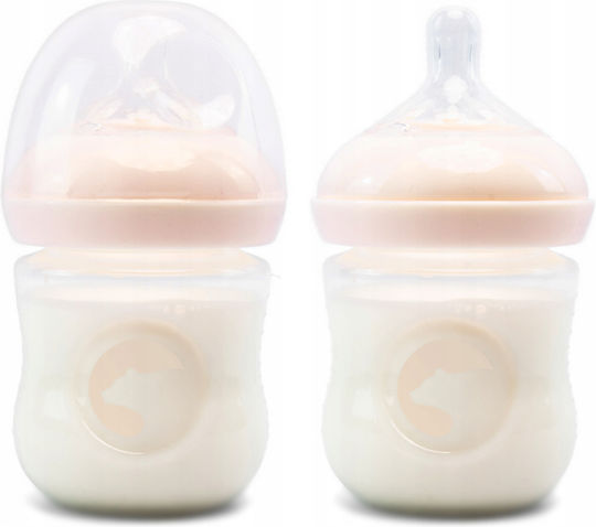 Kidnort Sticlă de Plastic pentru Bebelusi Anti-Colici cu Tetină din Silicon pentru 3+ luni Pink 125ml