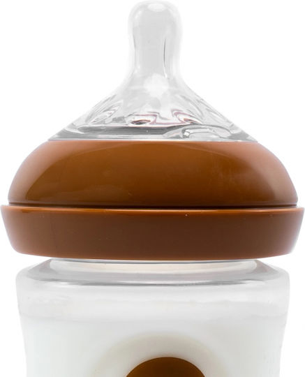 Kidnort Sticlă de Plastic pentru Bebelusi Anti-Colici cu Tetină din Silicon pentru 3+ luni Brown 125ml