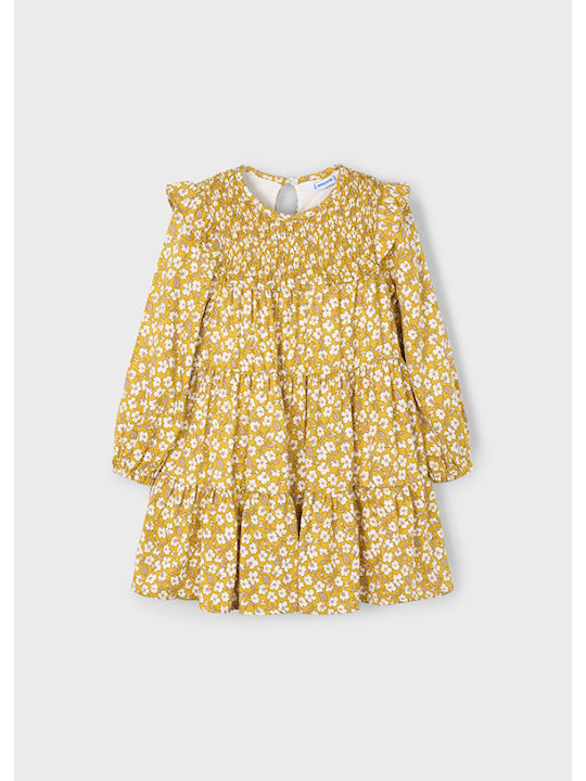 Children's Dress Long Sleeve Floral Yellow