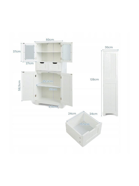 Kitchen Floor Drawer Unit White 60x30x128cm