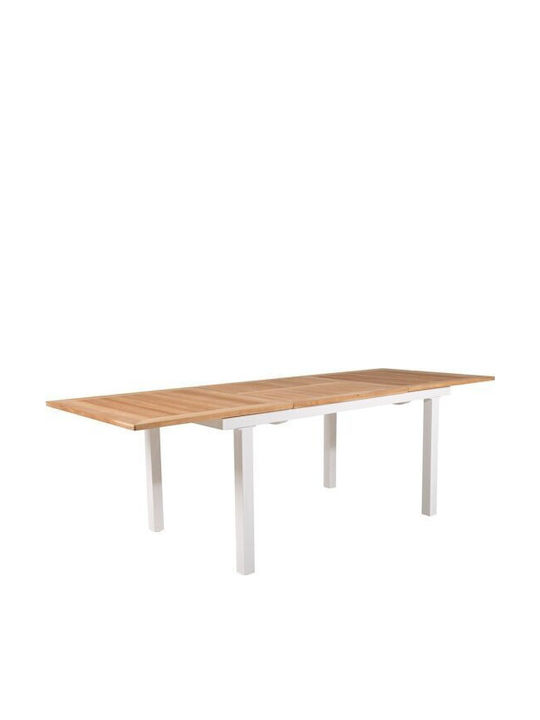 Dallas 809 Table Dining Room Extendable Metallic Light Wood Color, White 90x75cm