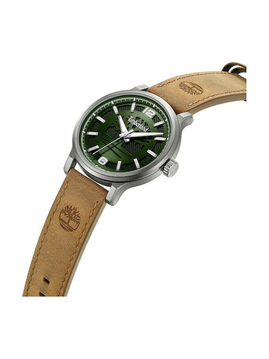 Timberland Ανδρικό Ρολόι 43mm Μπαταρίας με Καφέ Δερμάτινο Λουράκι
