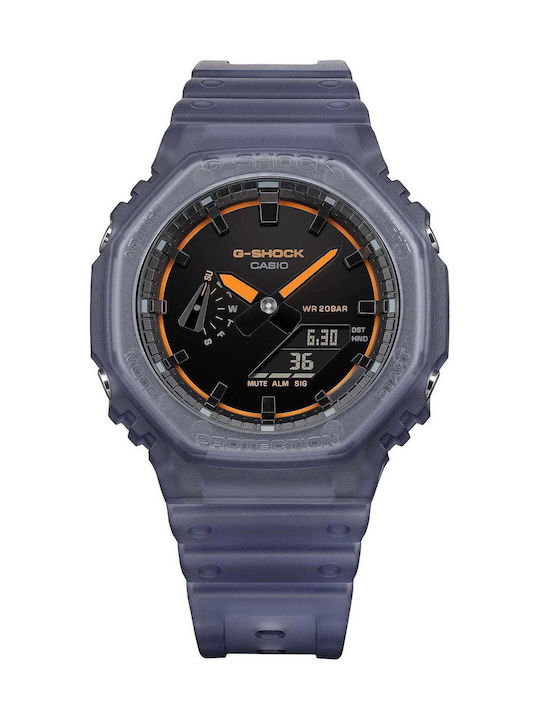 Casio Men's Watch Chronograph Battery with Blue Rubber Strap