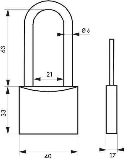 Thirard Aluminum Padlock Brass with Key 40mm 1pcs