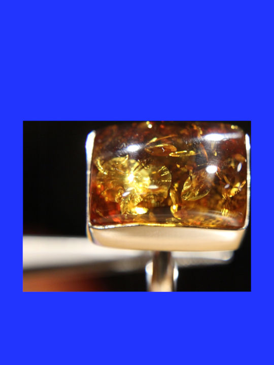Natural Green Amber Ring Size 14.5
