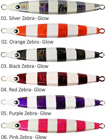 Falcon Artificial Bait Speed Slider, slider Fluorescent 100gr 01.silver Zebra