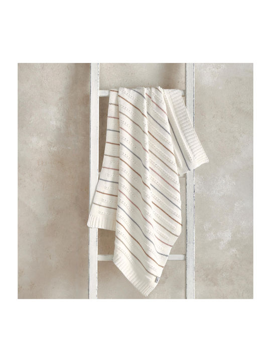Mamas & Papas Κουβέρτα Αγκαλιάς & Λίκνου Stripe Πλεκτή Μπεζ 70x90εκ.