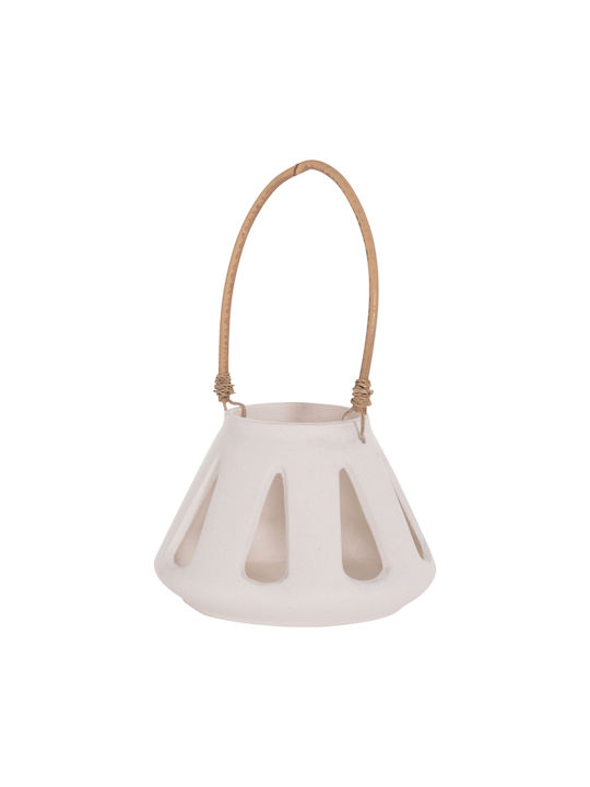 HomeMarkt Rattan Tabletop Lantern White 10x10x10cm