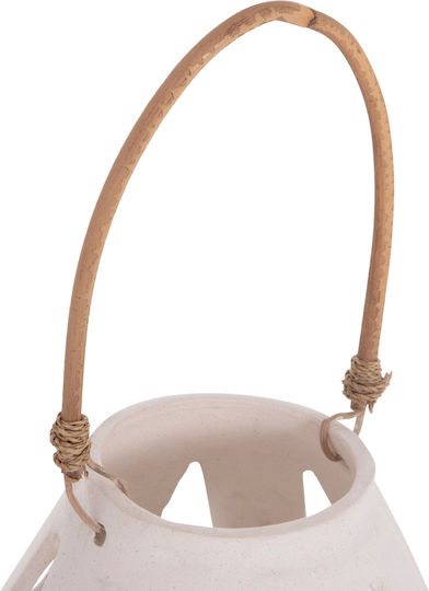 HomeMarkt Laterne Rattan Tischplatte Weiß 10x10x10cm