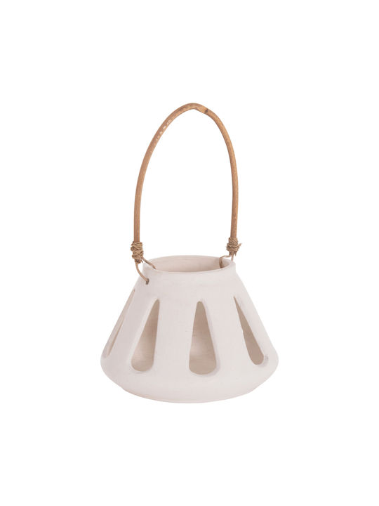 HomeMarkt Rattan Tabletop Lantern White 10x10x10cm