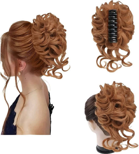 Postiche Bun Synthetic Hair High Quality Bangs Clamper Placement Ginger Red