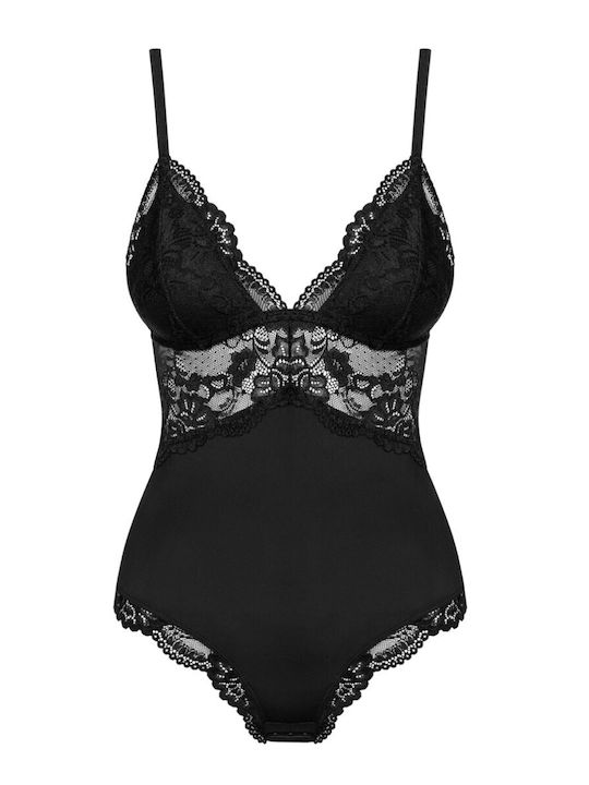 Pure Night Sexy Κορμάκι με Δαντέλα Μαύρο OB20271