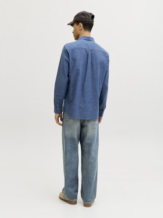 Langärmlig Leinen Hemd Navy Blazer