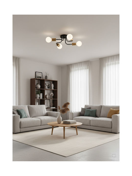 Home Lighting Miles Ceiling Mount Light 42cm Black with Socket E27