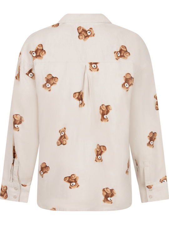 Hunkemöller Winter Damen Pyjama-Oberteil Beige