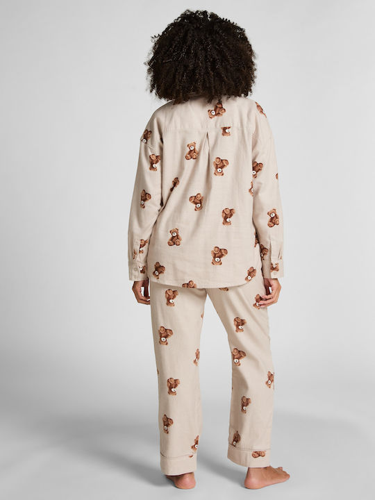 Hunkemöller Winter Damen Pyjama-Oberteil Beige
