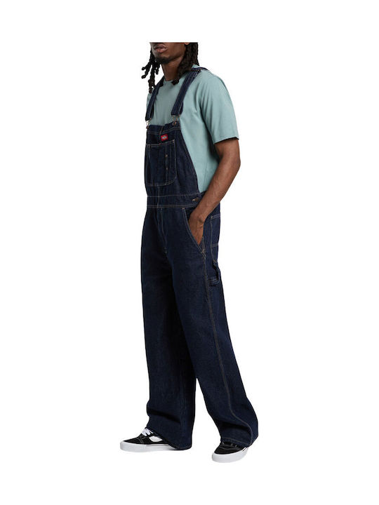 Dickies Men's Jeans Overalls Loose Fit Straight Rinsed Denim