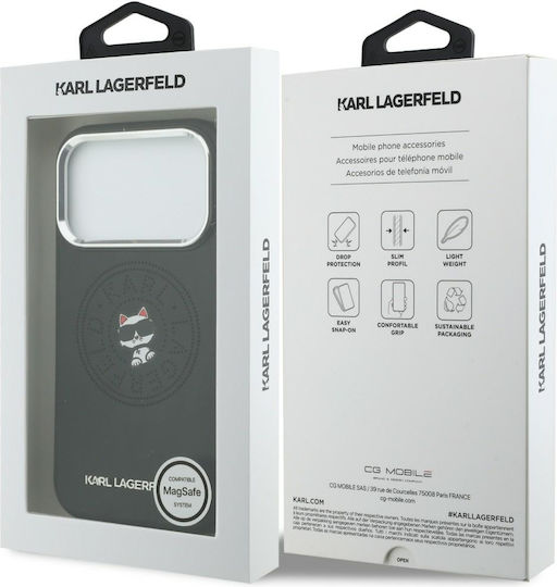 Karl Lagerfeld Point + & Choupette Sketch Magsafe Iphone 17 Pro Max Schwarze Handyhülle