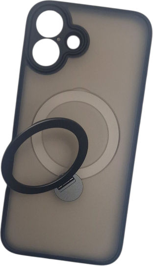 Naxius Umschlag Rückseite Synthetisches Leder mit Band Schwarz (iPhone 16 Plus)