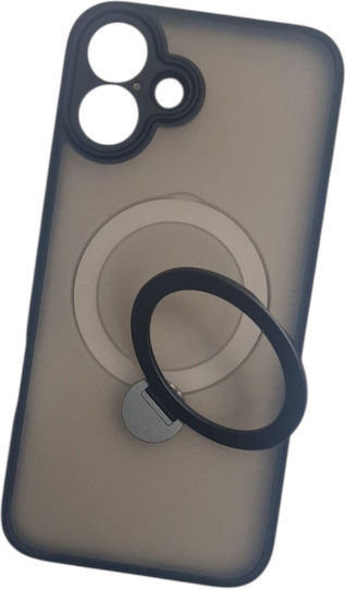Naxius Umschlag Rückseite Synthetisches Leder mit Band Schwarz (iPhone 16 Plus)