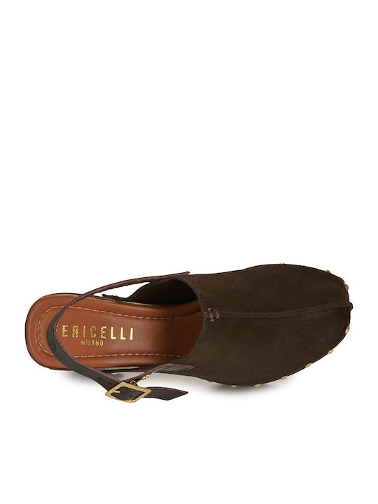 Mules mit Absatz in Braun Farbe