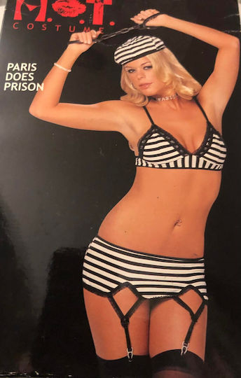 Sexy Set Damenunterwäsche – Kostüm Gefängnisinsassin Strumpfhalter & Accessoires