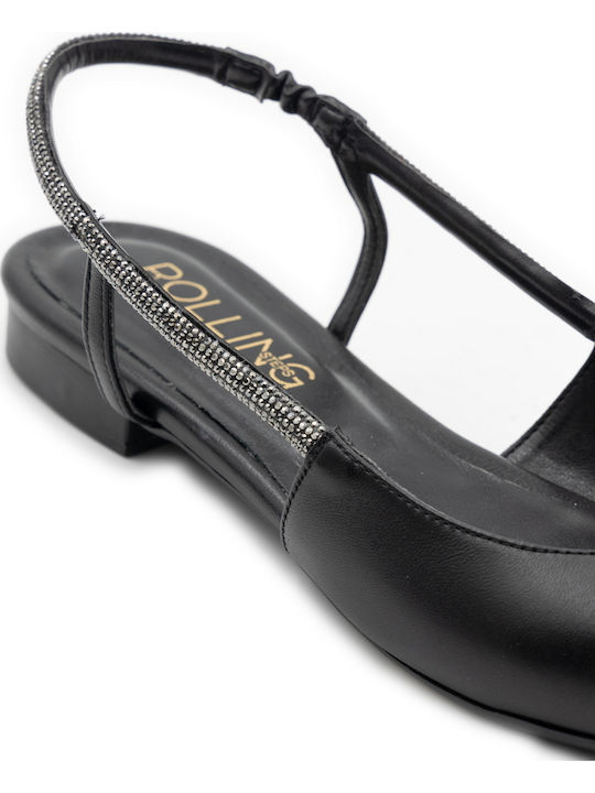 Leder Damen Ballerinas Schwarze