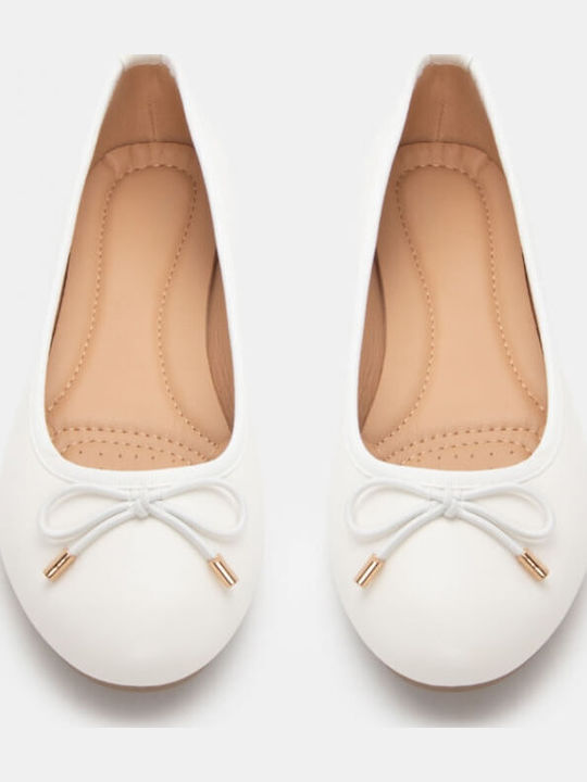 Damen Ballerinas Spitz zulaufend in Weiß Farbe