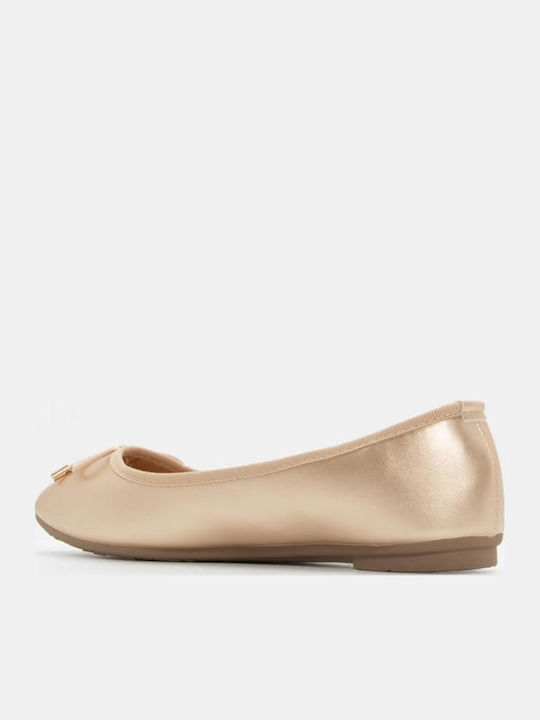 Damen Ballerinas Spitz zulaufend Gold