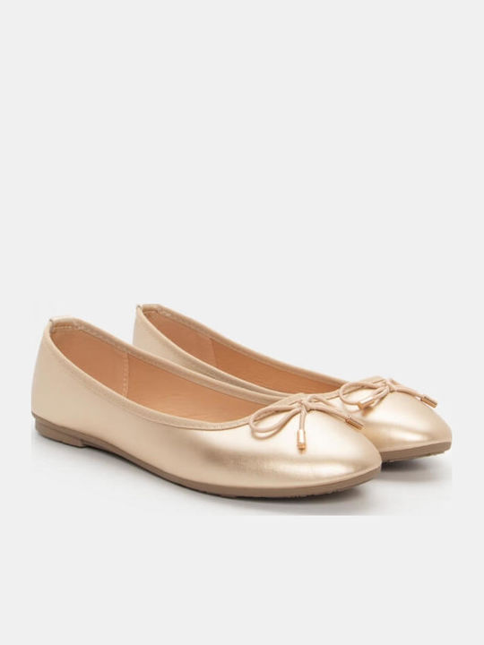 Damen Ballerinas Spitz zulaufend Gold