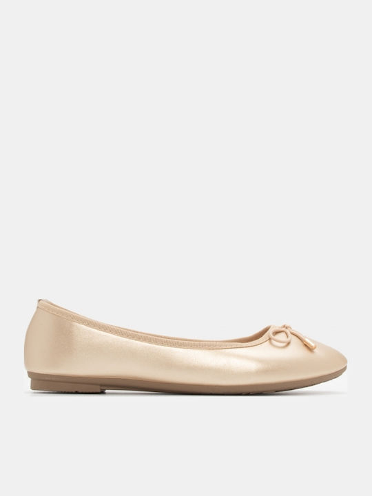 Damen Ballerinas Spitz zulaufend Gold