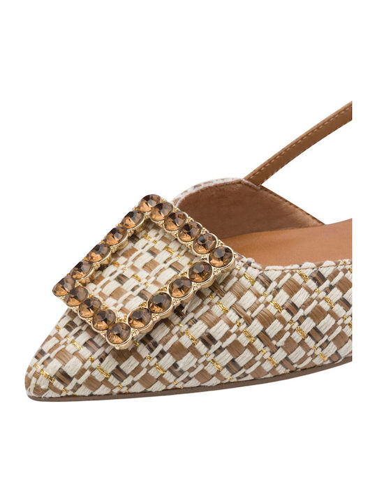 Γυναικείες Μπαλαρίνες Slingback με Λουράκι σε Ταμπά Χρώμα