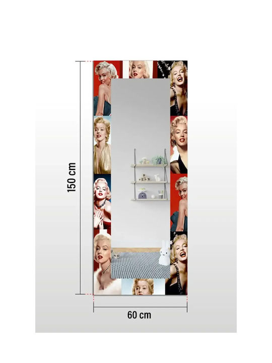 Oglindă De Perete Decorativă Marilyn Monroe Multicoloră 150x60 Cm