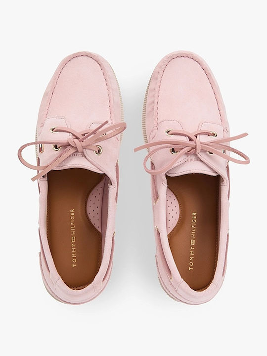 Δερμάτινα Γυναικεία Boat Shoes σε Ροζ Χρώμα
