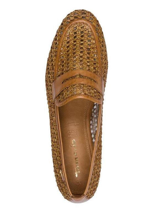 Leather Women's Loafers in Tabac Brown Color