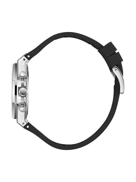 Dual Time Мъжки Часовник 43.6mm На Батерия С Черна Каучукова Каишка