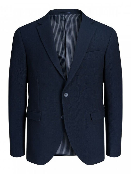 Jack & Jones Καλοκαιρινό Ανδρικό Σακάκι με Στενή Εφαρμογή Dark Navy