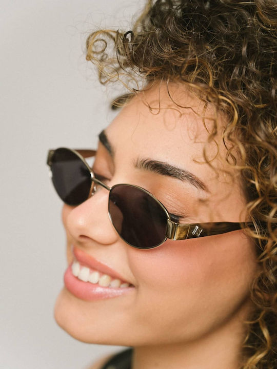 AV Sunglasses Gigi Unisex Sunglasses with Gold Metal Frame and Green Lens
