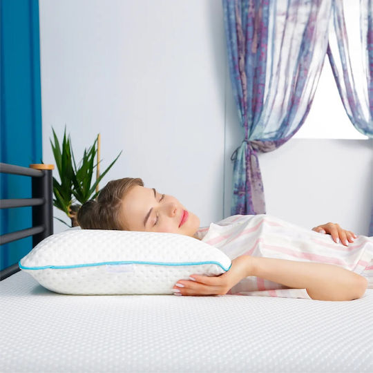 Orthopedic Bed Pillow for Side Sleep with Shoulder Support Blue 58x40x12cm
