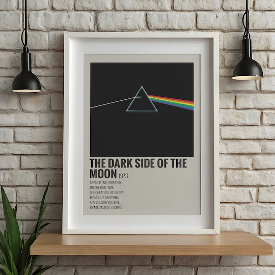 Music Poster Dark Side Moon Pink Floyd Ms571 21cm X 30cm White Frame Pvc