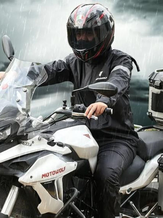 Motowolf Mdl 0401 Motorcycle Rain Set Pants Jacket 2xl Black