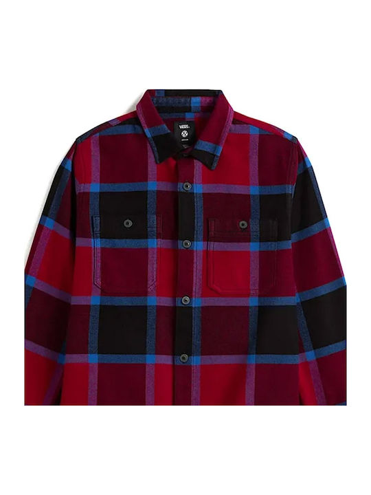 Long-sleeved Flannel Shirt Checked Burgundy