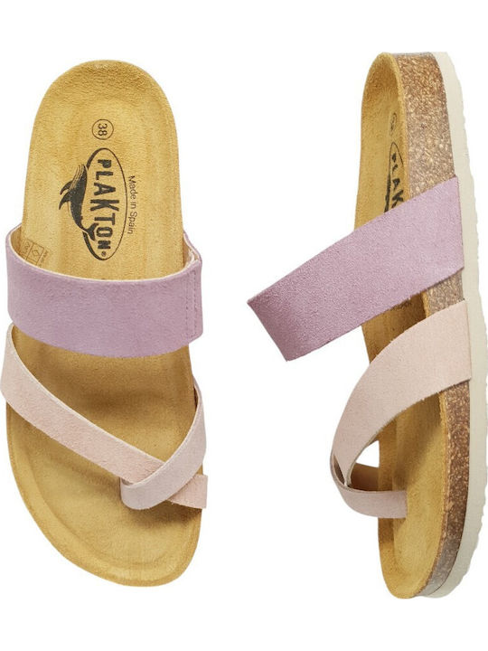 Leder Flache Damen Sandalen Lila