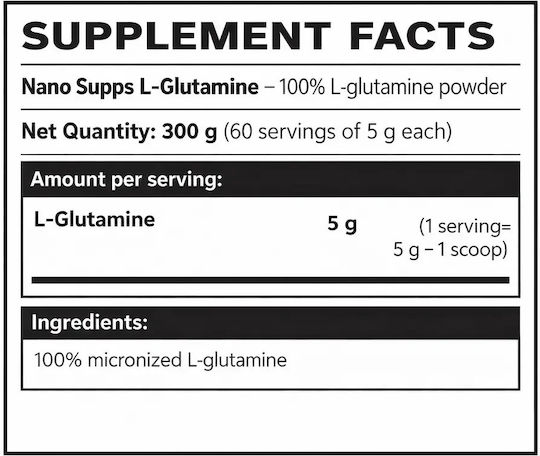 Nano Supps L-glutamine 5000mg 300gr Fără aromă