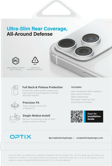 Uniq Optix Προστασία Κάμερας Tempered Glass Διάφανο για το iPhone 17 Pro Max