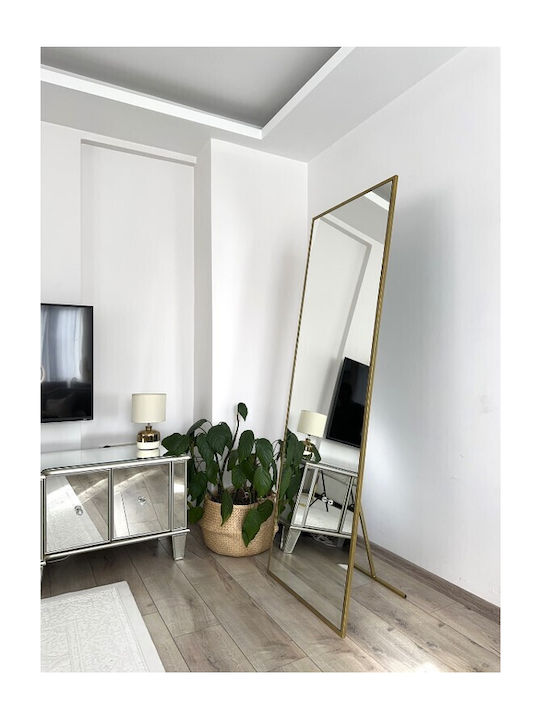 SteweHome Oglindă De Podea Cu Cadru Metalic Aurit 180x80cm