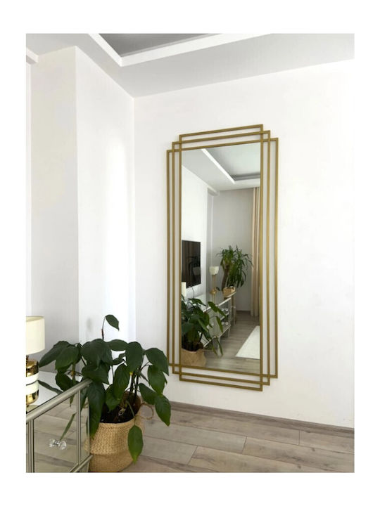 SteweHome Oglindă De Podea Cu Cadru Metalic Aurit 180x80cm