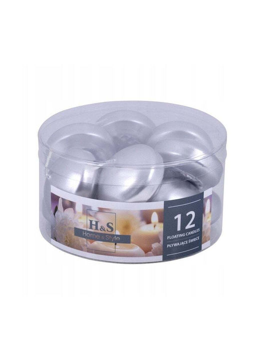 Floating Candle Tablet Donau Home Lacquered 48x28 Mm 12 Pieces Silver