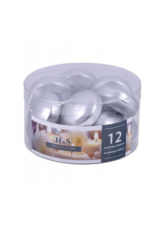 Floating Candle Tablet Donau Home Lacquered 48x28 Mm 12 Pieces Silver