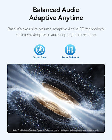 Baseus Bass BP1 Pro In-ear Bluetooth Handsfree Ακουστικά με Αντοχή στον Ιδρώτα και Θήκη Φόρτισης Cosmic Black